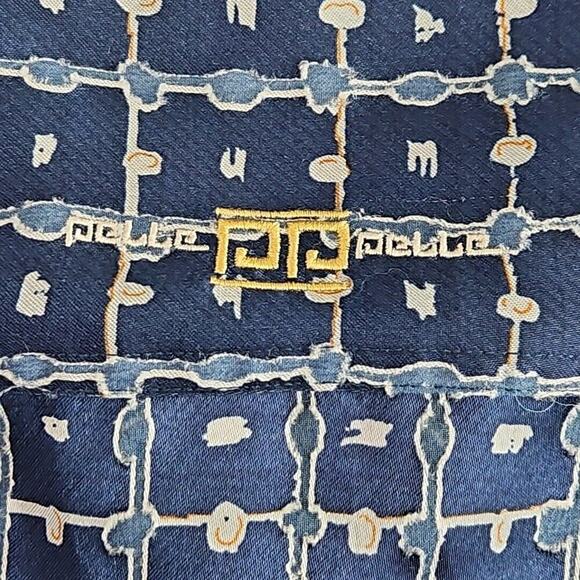 VTG 90s Pelle Pelle Marc Buchanan Men's Shirt 3XL Geometric Print Button-Up Blue - Picture 11 of 14
